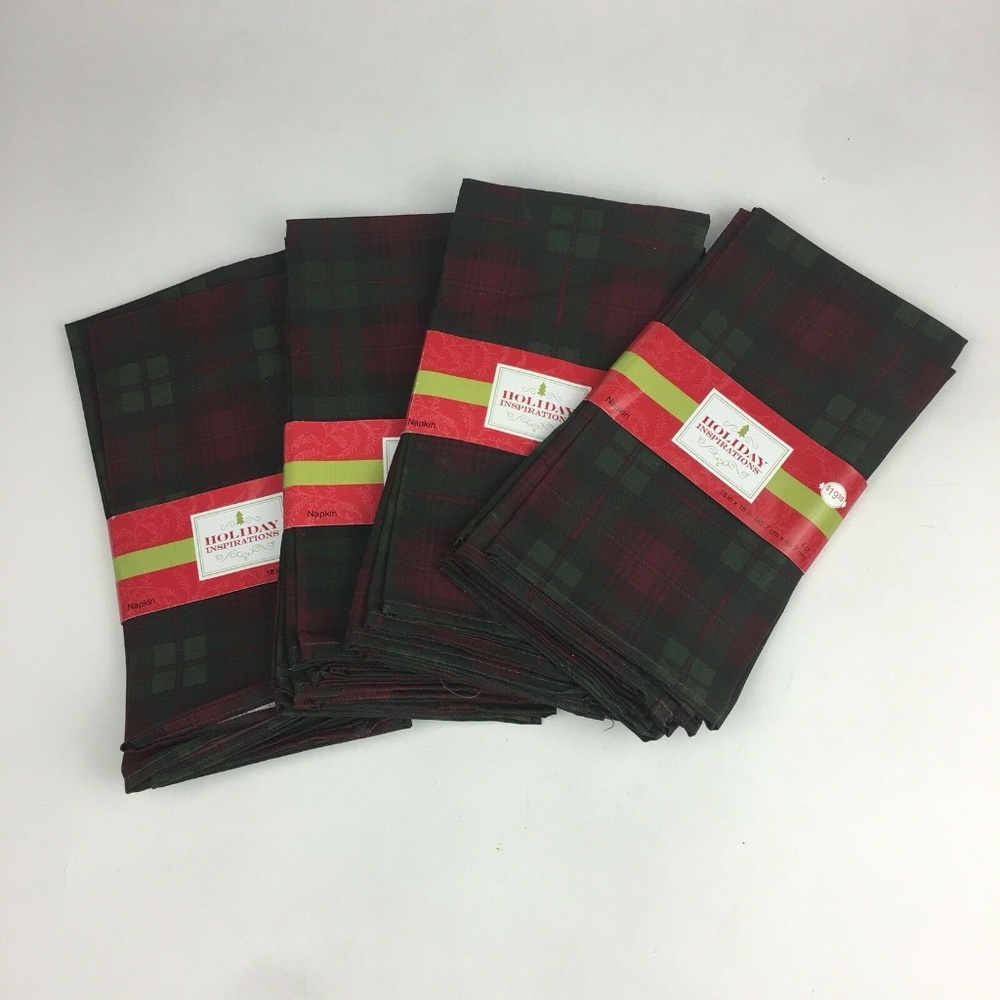 16 Plaid Red Green Holiday‎ Xmas Fabric Napkins